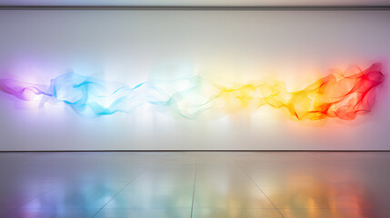 Wall Mural - colored lights illuminating a minimalist white space.