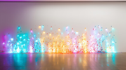 Wall Mural - colored lights illuminating a minimalist white space.