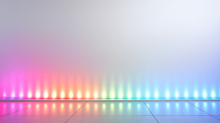 Wall Mural - colored lights illuminating a minimalist white space.