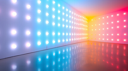 Wall Mural - colored lights illuminating a minimalist white space.