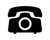Fototapeta  - Symbol starego telefonu, czarna ikona na białym tle