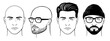 Man portrait vector. Shaved mans face