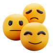 happy normal sad face expression emoji for human multiple emotion and psychology mental health 3d icon illustration render design