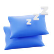 pillow with zzz symbol for sleep relax therapy bed rest treatment psychology mental health 3d icon illustration render design