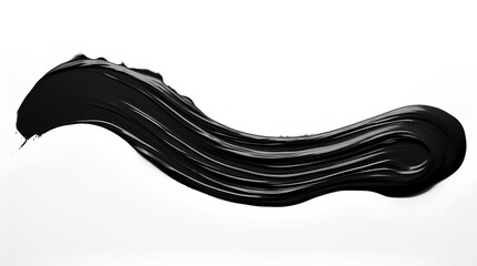 Wall Mural - Brushstroke of black paint on a plain white background.