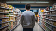 © sandsun - A casual style man in a supermarket, back view