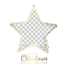 Poster - Minimalist white Christmas flyer/card template with christmas star frame for the photo