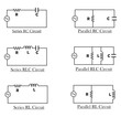 Different types of electric circuit diagram (RC, RLC and RLC). vector illustration.
