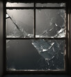 Photorealistic shattered window glass. Gloomy mood, gray color tones. The fragmented pieces convey a powerful symbolic narrative, reflecting the delicate balance between vulnerability and resilience.
