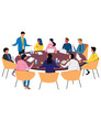 © Thomas - Flat Art Working Icons Of Business People Having A Meeting