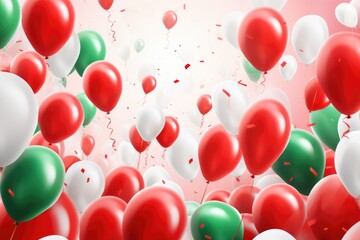 Canvas Print - A vibrant arrangement of red, white, and green balloons. Perfect for adding a festive touch to any celebration or event.