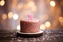 Valentine's Love Cake With Bokeh Background.