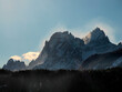 Dolomites park of Lavaredo Peaks of Mountain Rudo, Croda dei Rondoi, Torre dei Scarperi, Croda dei Baranci, Cima Piatta Alta, Tre Cime di Lavaredo, view from Versciaco Dobbiaco