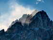 Dolomites park of Lavaredo Peaks of Mountain Rudo, Croda dei Rondoi, Torre dei Scarperi, Croda dei Baranci, Cima Piatta Alta, Tre Cime di Lavaredo, view from Versciaco Dobbiaco