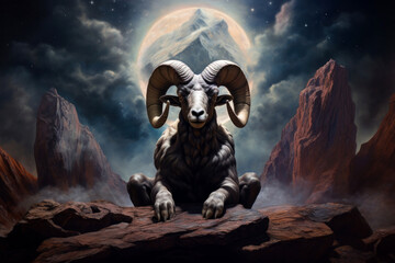 astrology capricorn zodiac sign. ram or mouflon horoscope.