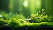 Micrograss And Moss In The Forest , Environmental Eco Safe Conservation