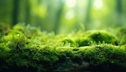 Sticker - Micrograss and moss in the forest , Environmental eco safe Conservation