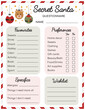 © Yana - Secret Santa Questionnaire. Gift Exchange. Office Secret Santa. Workplace Gift Questionnaire. Christmas Wish list template.