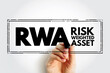 RWA Risk Weighted Asset - bank's assets or off-balance-sheet exposures, weighted according to risk, acronym text concept stamp