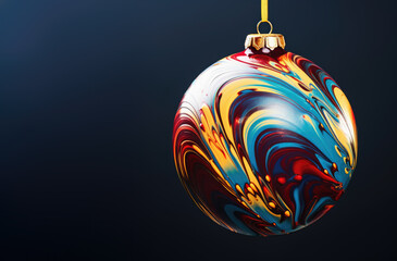 Artistic Christmas ornament, a colorful Christmas bauble on white