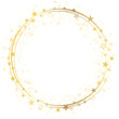 Stars round vector frame. Gold starry circle banner background.