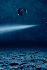 Poster - Comet on the space Planet Earth in the background 
