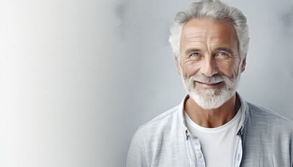 Wall Mural - Portrait of an elderly man on a light background