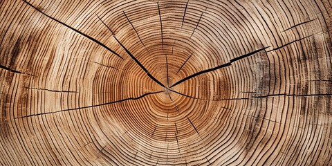 Old wooden oak tree cut surface. Rough organic texture of tree rings with close up of end grain.