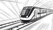 Vector Illustration of a High-Speed Metro Train in France, Europe and India. High Speed Metro Line Art. Metro Line Art