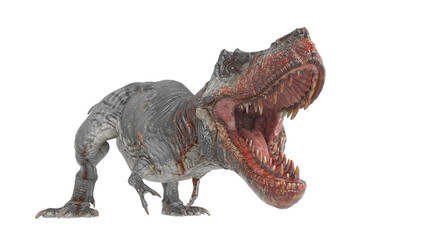 Wall Mural - t-rex on blood is ready to attack in white background