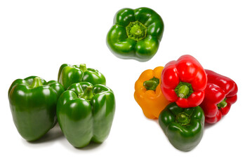 Wall Mural - Group of bell peppers isolated on white background.