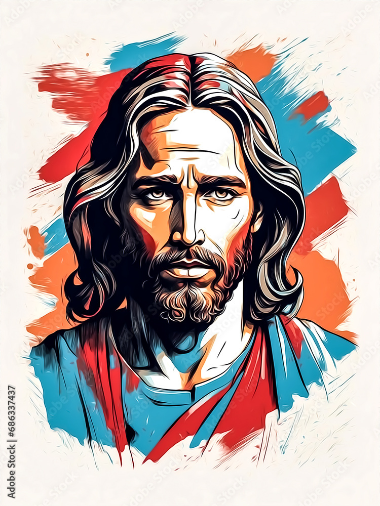 jesus christ canvas painting. Generative AI Stock Illustration | Adobe ...