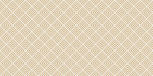 Geometric Lines Vector Seamless Pattern. Golden Luxury Texture With Stripes, Squares, Chevron, Arrows, Lines. Abstract Gold Linear Graphic Background. Trendy Geo Ornament. Modern Repeat Design