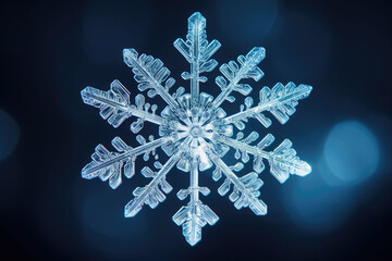 Snowflake on a dark blue background. AI generated