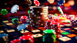 © Констянтин Батыльчук - Pile of poker chips sitting on top of table next to pile of poker chips.