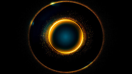 Wall Mural - Dark background with gold circle in the center of it and black background with gold circle in the middle of it.