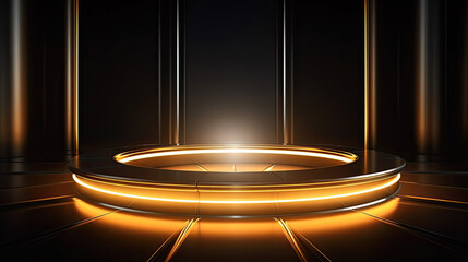 Gold podium and ring with illumination effect