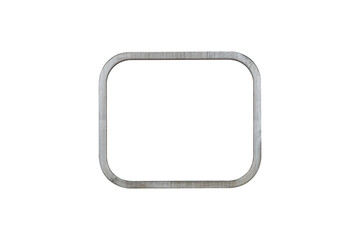 Square metal frame of transport window with rounded edges is isolated on transparent background.