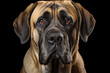 English Mastiff close-up portrait. Adorable canine studio photography.