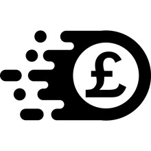 Fast Money Transfer Icon With Pound Sign