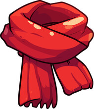 Illustration Of A Red Scarf , No Background .
