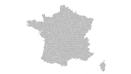 france map from particles, dots. digital silhouette. abstract animation background.