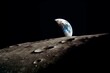 © Olivia - Moon limb with Earth rising on the horizon, dark side of the moon surface, Earth in the background. Generative AI