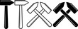 outline silhouette crossed blacksmith hammer icon
