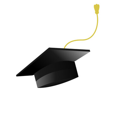 graduation cap with golden tassel