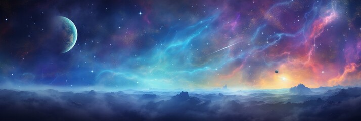 Wall Mural - galactic space background with stars and planets