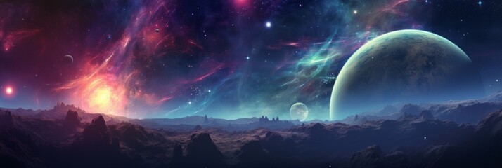 Wall Mural - galactic space background with stars and planets