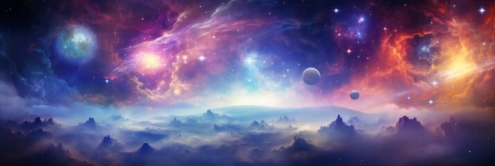 Wall Mural - galactic space background with stars and planets