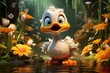 © Aiden - A charming 3D artwork featuring a delightful duck character. Generative AI