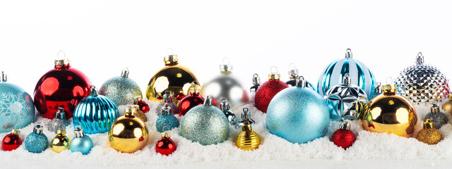 Sticker - gold red silver blue christmas balls long frame